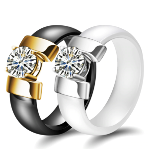 Luxury Halo Ceramic Couple Rings