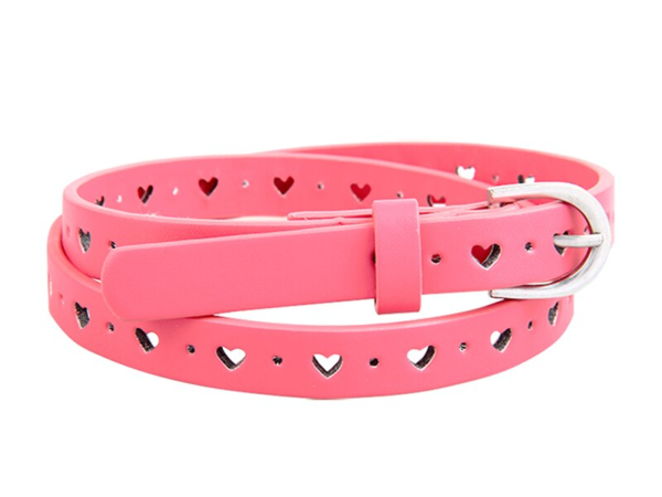 PU Leather Belts Children Belt Straps Pin Buckle Candy Color Unique Heart Shape 3