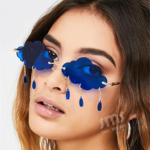 Fashion Rimless Sunglasses for Women Clouds Tassel Sunglasses UV400