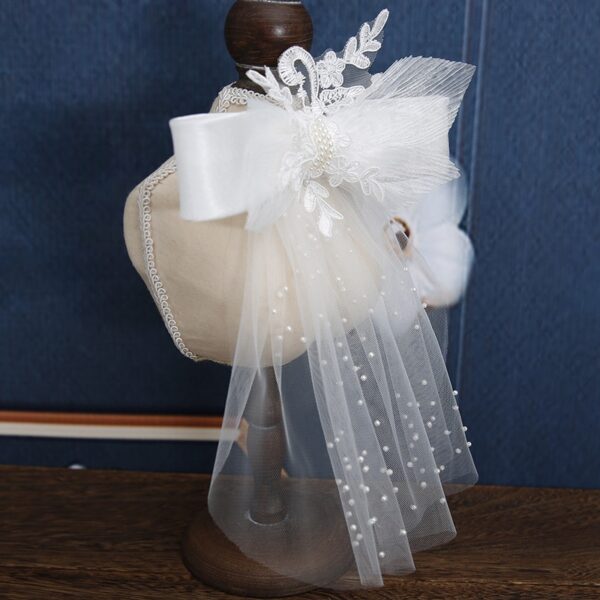 Romantic Applique Pearl Wedding Veils 5