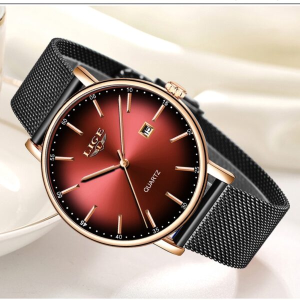 Fashion Luxury Ladies Mesh Belt Ultra-thin Watch Stainless Steel Waterproof Quartz Watch 2