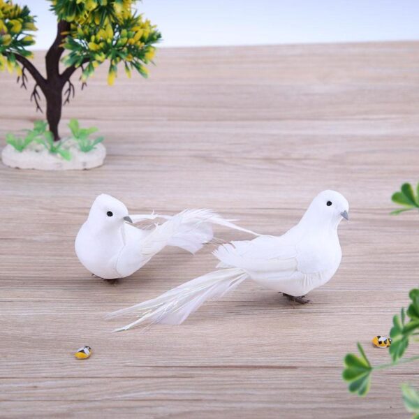 2Pcs Long Tail White Doves 4