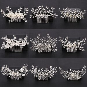 Pearl Crystal Wedding Hair Combs Bridal Flower Headpiece 1