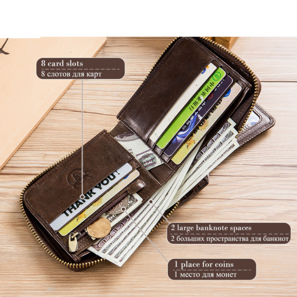 Men's Genuine Leather Purse Multifunction Storage Wallet 4