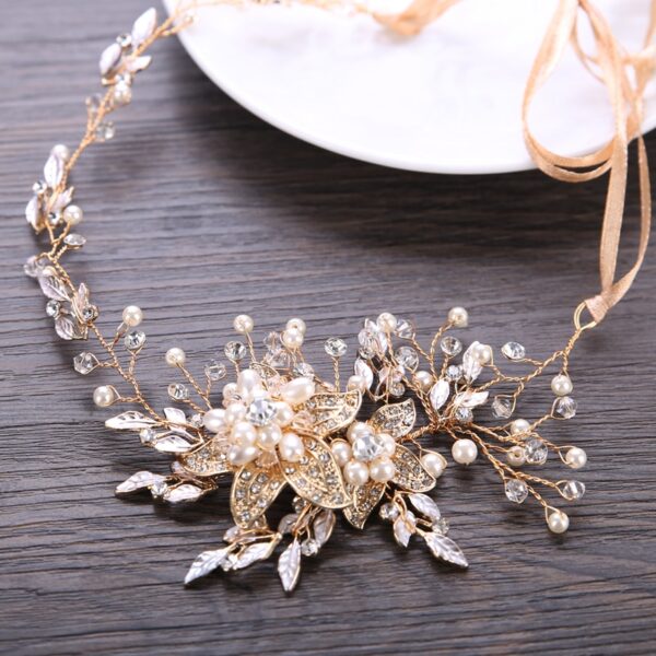 Trendy Flowers Pearl Crystal Headband 5