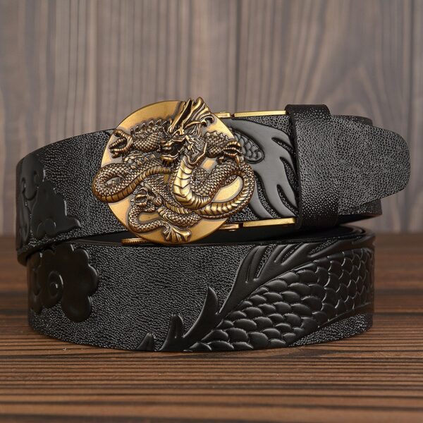 New Dragon Design Belt Luxury Cowskin Leather Men Belt 2