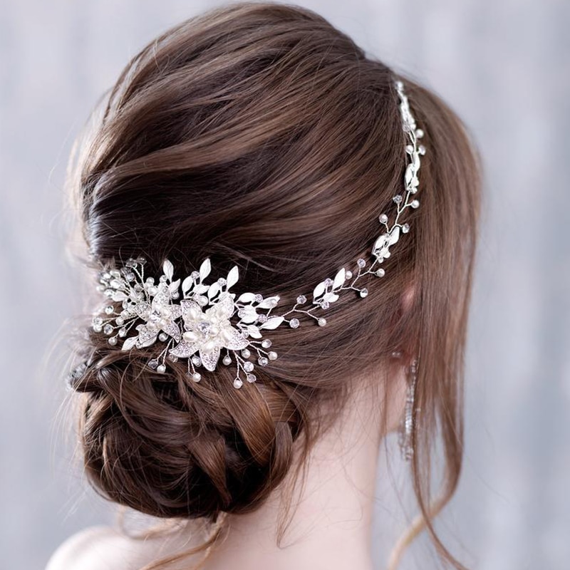 Trendy Flowers Pearl Crystal Headband