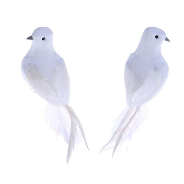 2Pcs Long Tail White Doves 2