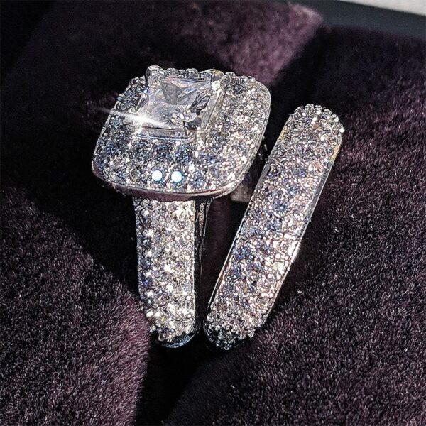 Luxury 925 Sterling Silver Wedding Ring Set R3400 2