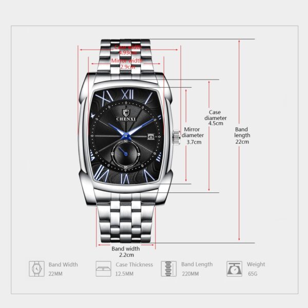 Men's Quartz Stainless Steel Wristwatch Fashion Chronograph Waterproof Business Watch 2
