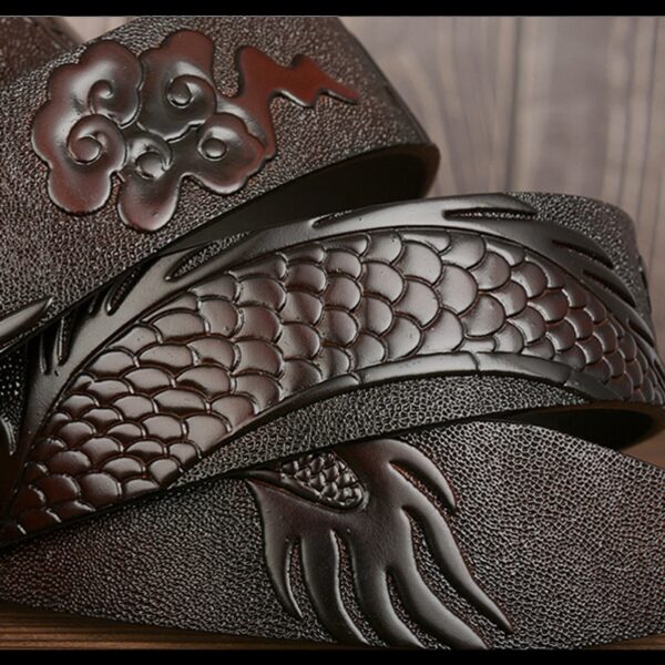 New Dragon Design Belt Luxury Cowskin Leather Men Belt 5