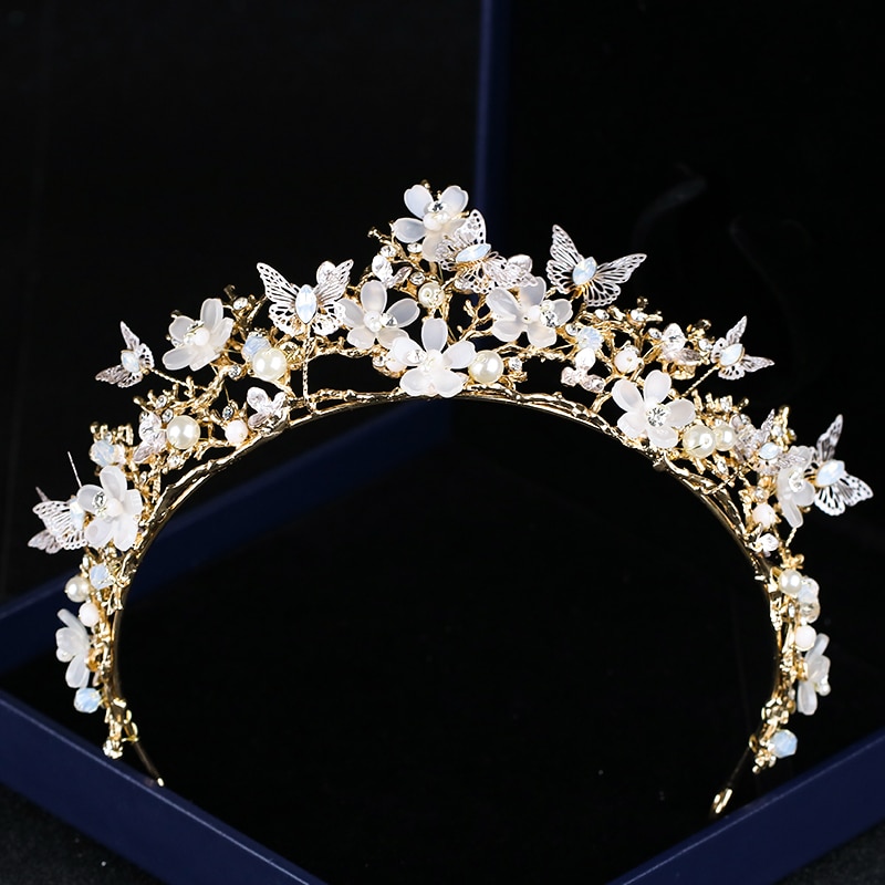 New Wedding Crown Baroque Pearl Rhinestone Crown Headband
