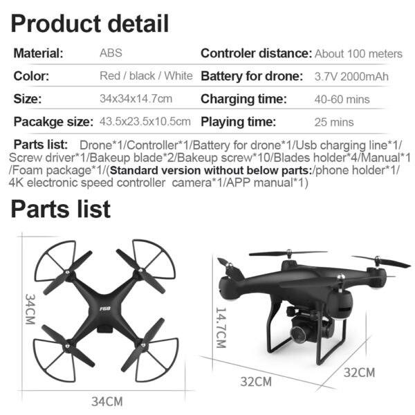 RC Drone UAV with Aerial Photography 4K HD Pixel Camera Remote Control 4-Axis Quadcopter 2