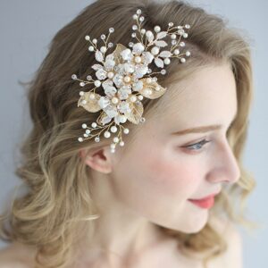 Trendy Flowers Pearl Crystal Wedding Hairpin 1