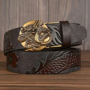 New Dragon Design Belt Luxury Cowskin Leather Men Belt 1