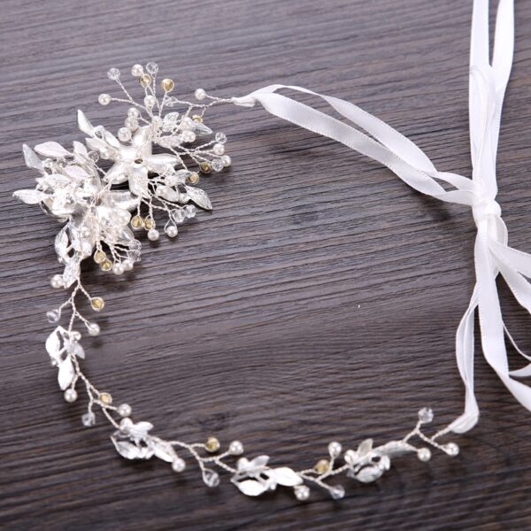 Trendy Flowers Pearl Crystal Headband 3