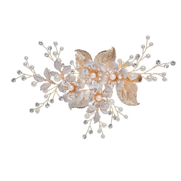 Trendy Flowers Pearl Crystal Wedding Hairpin 5