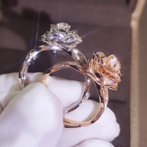 Luxury Gold Silver Color Rose Ring 3