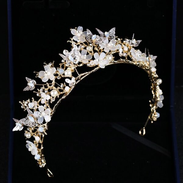 New Wedding Crown Baroque Pearl Rhinestone Crown Headband 2