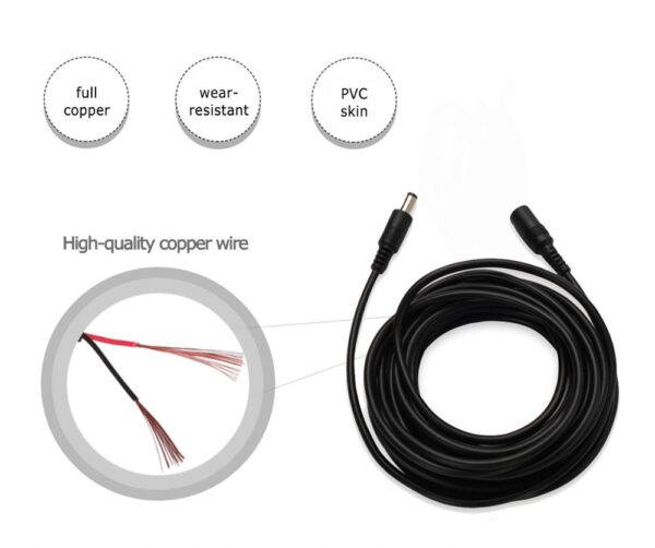 5M 10M Power Extension Cable 5.5mm x 2.1mm DC Standard Cord for CCTV Security Camera 4