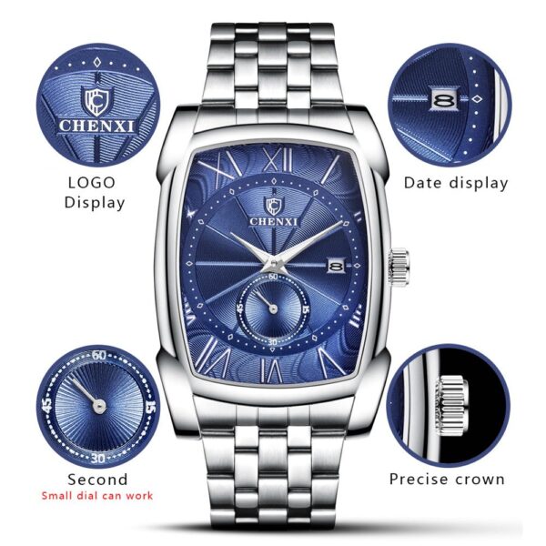 Men's Quartz Stainless Steel Wristwatch Fashion Chronograph Waterproof Business Watch 6