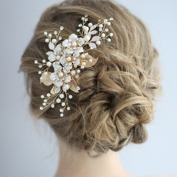 Trendy Flowers Pearl Crystal Wedding Hairpin 2