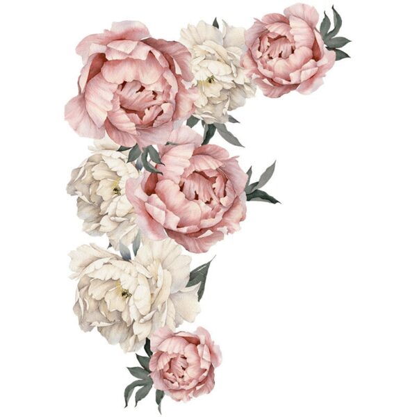 Pink Peony Flowers Wall Stickers Romantic Flowers Home Decor for Bedroom Living Room 6