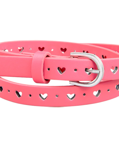 PU Leather Belts Children Belt Straps Pin Buckle Candy Color Unique Heart Shape