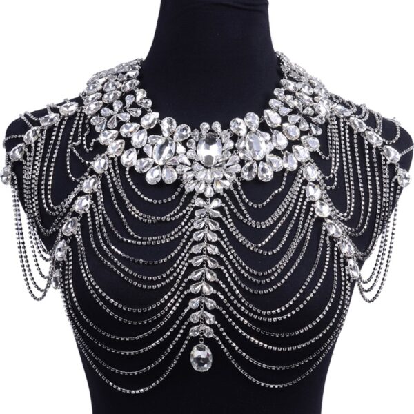 Vintage Bridal Shoulder Strap Long Crystal Necklace Chains 4