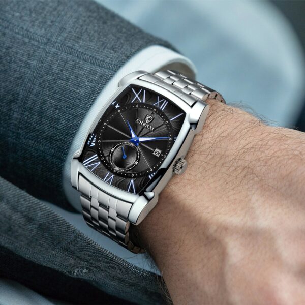 Men's Quartz Stainless Steel Wristwatch Fashion Chronograph Waterproof Business Watch 4