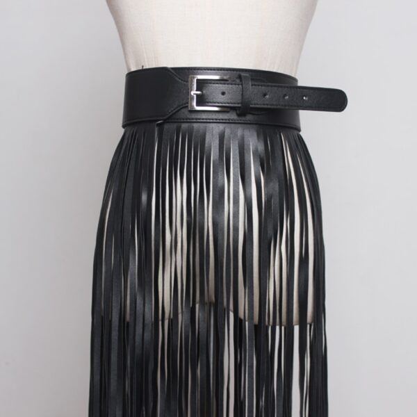 New Spring Summer PU Leather Long Tassel Personality Belts 1