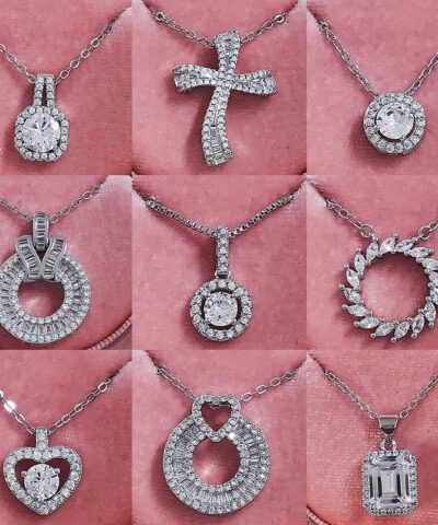 Fashion Luxury Genuine 925 Sterling Silver Cubic Zircon Necklaces