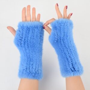Fingerless Gloves Knitted for Women Real Mink Fur Mittens 1