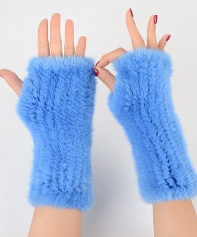 Fingerless Gloves Knitted for Women Real Mink Fur Mittens