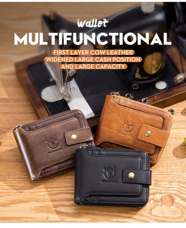 Men's Genuine Leather Purse Multifunction Storage Wallet 10