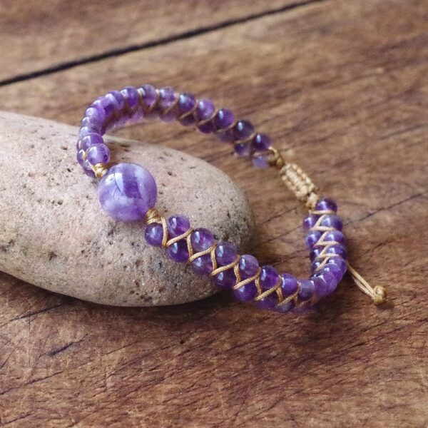 Natural Stone String Beads Braided Yoga Bracelet 5