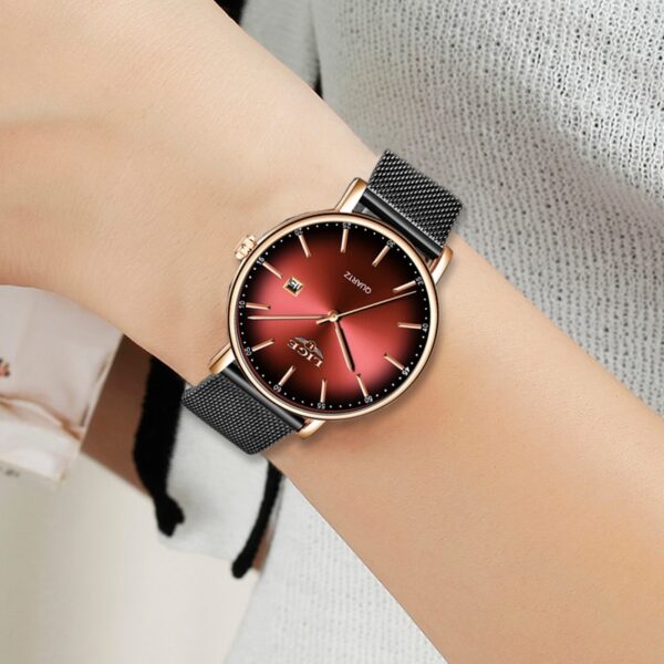 Fashion Luxury Ladies Mesh Belt Ultra-thin Watch Stainless Steel Waterproof Quartz Watch 4