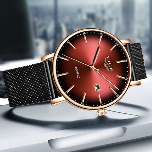 Fashion Luxury Ladies Mesh Belt Ultra-thin Watch Stainless Steel Waterproof Quartz Watch 3