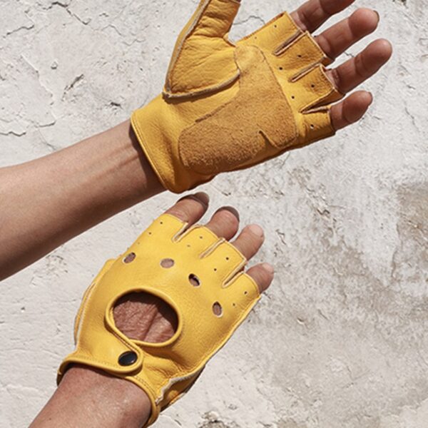 Real Leather Gloves for Men Half-Finger Genuine Cowhide Gloves 2