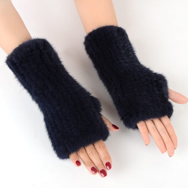 Fingerless Gloves Knitted for Women Real Mink Fur Mittens 3