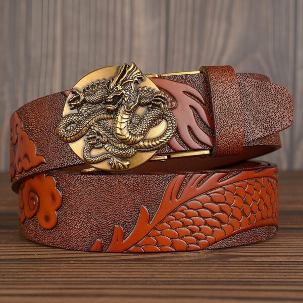 New Dragon Design Belt Luxury Cowskin Leather Men Belt 3