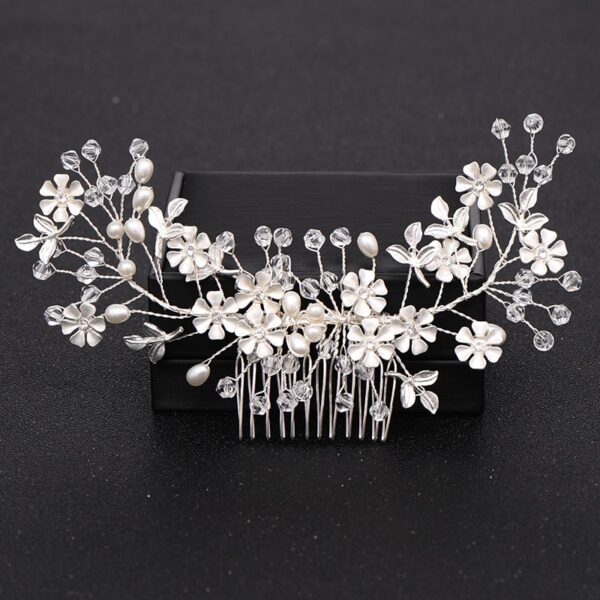 Pearl Crystal Wedding Hair Combs Bridal Flower Headpiece 6
