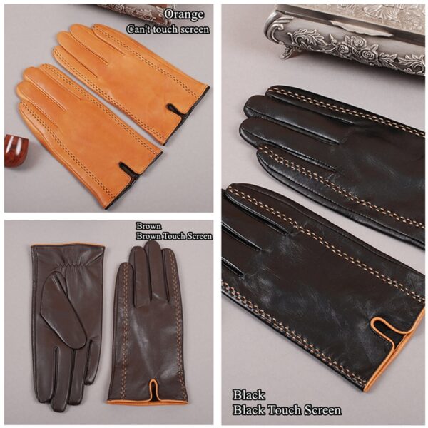 Fashion Men's Warm Gloves Touch Screen Gloves Goatskin Mittens  4