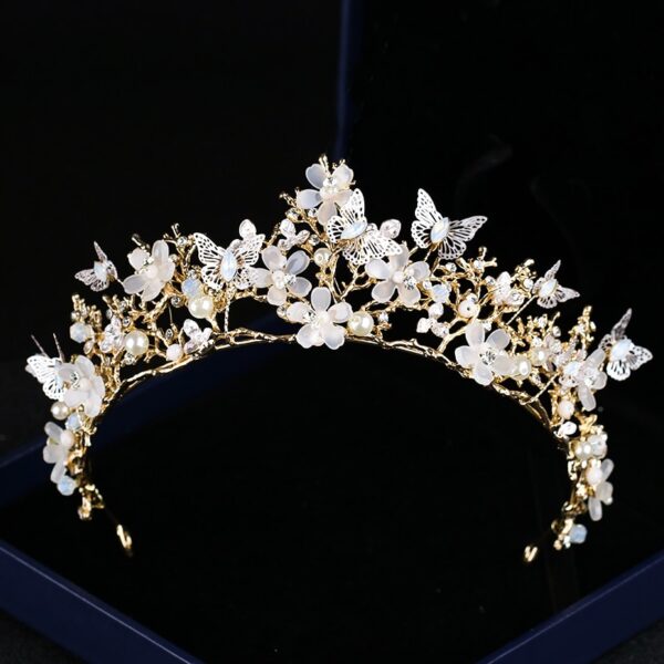 New Wedding Crown Baroque Pearl Rhinestone Crown Headband 1