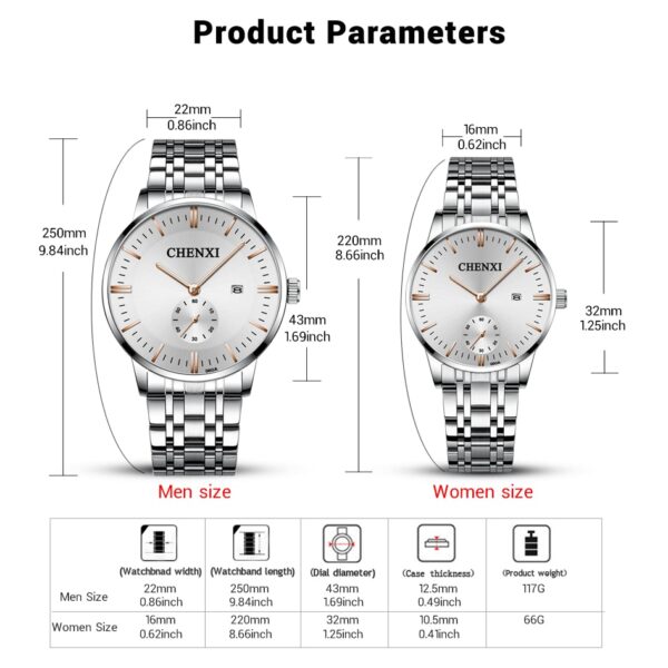 Stainless Steel Waterproof Couple Watches 4