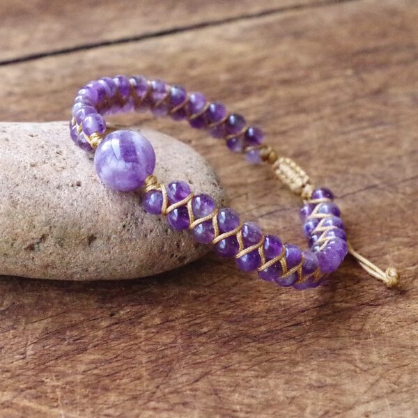 Natural Stone String Beads Braided Yoga Bracelet 4