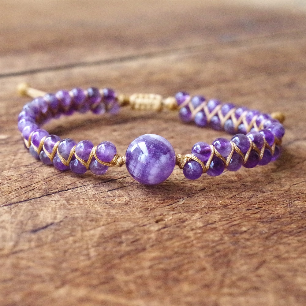 Natural Stone String Beads Braided Yoga Bracelet
