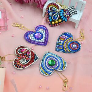 Diamond Keychains Heart Pattern 5Pcs Keyrings Diamond Painting 1