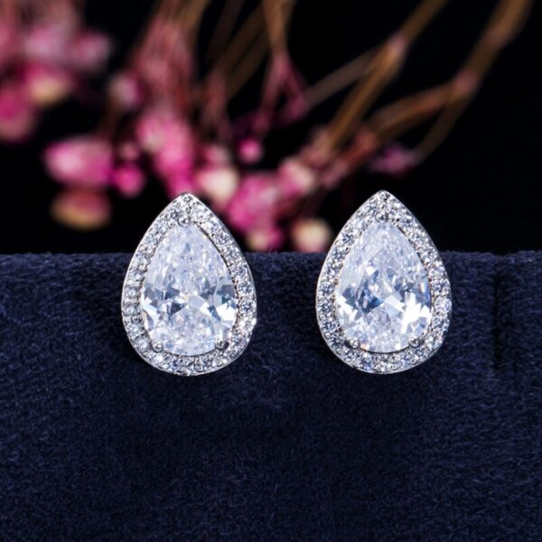 2021 New Arrival Fashion Luxury 925 Sterling Silver Pink CZ Drop Stud Earing  for women Valentine's Day gift Z5 5