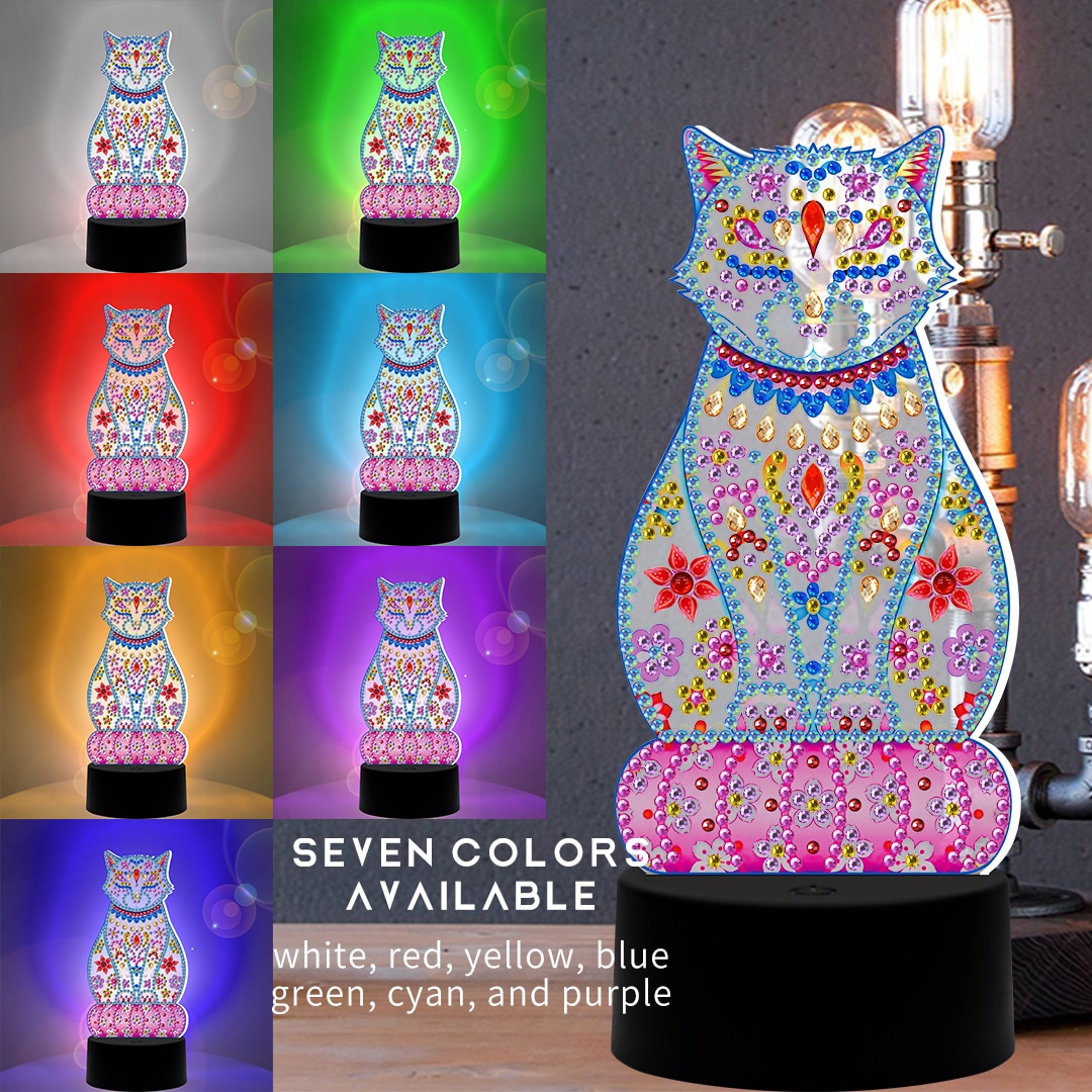 5D Diamond Mosaic Embroidery Lamp 7 Colors Light
